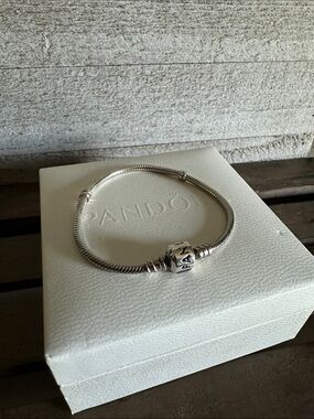 Pandora great shape snake chain barrel clasp sterling silver 925 ale bracelet
